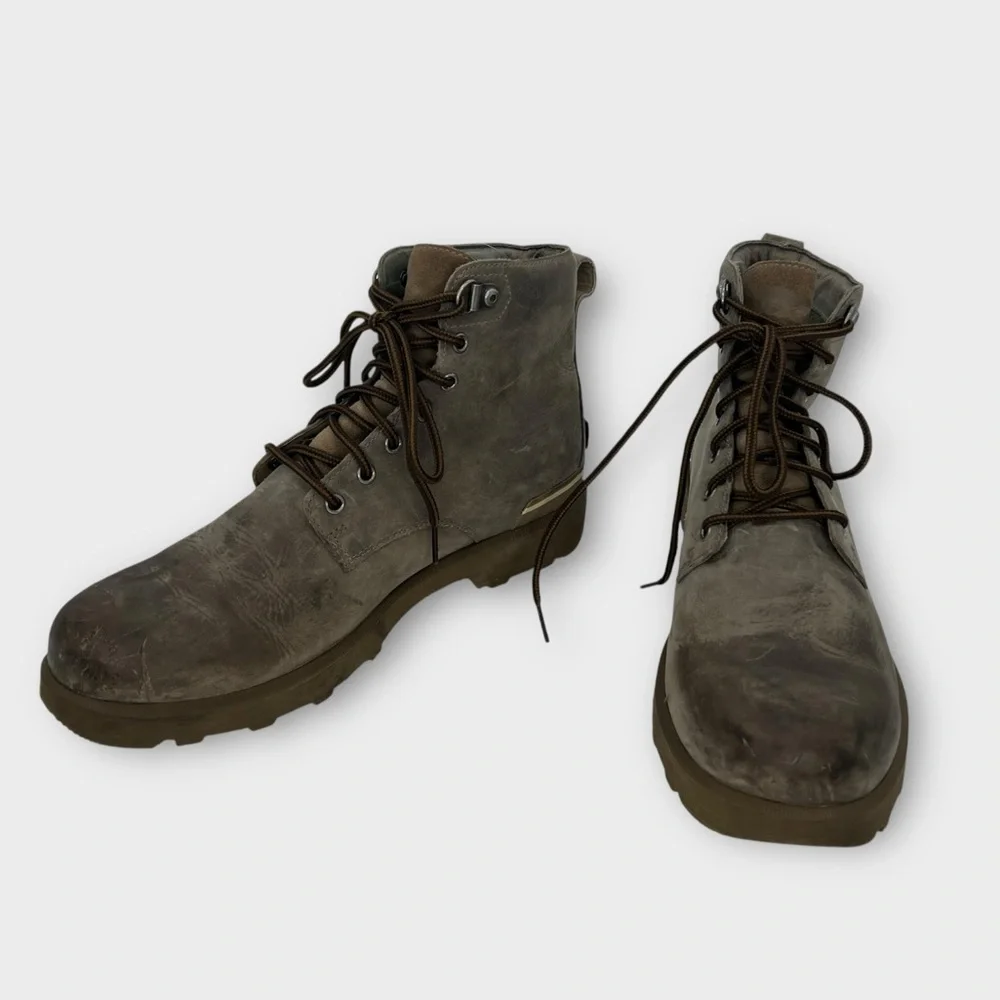 Sorel Caribou Six Waterproof Boots Khaki Leather Men's 11‎ M Good Condition